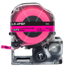 Картридж Epson LabelWorks LK-4PBF 12 мм, флуоресцента стрічка, чорний текст на рожевому LK-4PBF фото