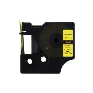 Картридж DYMO D1/Rhino 18490 12 мм, гнучка стрічка, чорний текст на жовтому 18490 фото