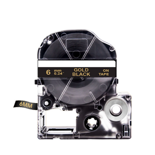 Картридж Epson LabelWorks LC-2BKP 6 мм, ламінована стрічка, золотий текст на чорному LC-2BKP фото