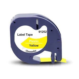 Картридж DYMO LetraTag 91202 12 мм, пластикова стрічка, чорний текст на жовтому 91202 фото