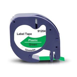 Картридж DYMO LetraTag 91204 12 мм, пластикова стрічка, чорний текст на зеленому 91204 фото