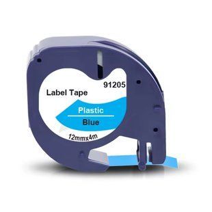 Картридж DYMO LetraTag 91205 12 мм, пластикова стрічка, чорний текст на синьому 91205 фото