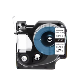 Картридж DYMO D1/Rhino 18055 діаметр 12 мм, термозбіжна стрічка, чорний текст на білому 18055 фото