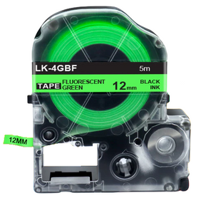 Картридж Epson LabelWorks LK-4GBF 12 мм, флуоресцента стрічка, чорний текст на зеленому LK-4GBF фото