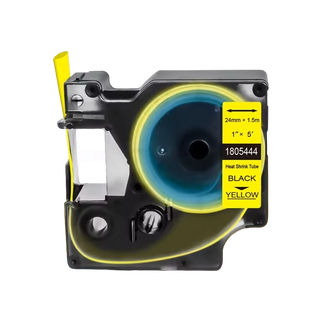 Картридж DYMO D1/Rhino 1805444 діаметр 24 мм, термозбіжна стрічка, чорний текст на жовтому 1805444 фото
