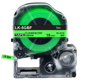 Картридж Epson LabelWorks LK-5GBF 18 мм, флуоресцента стрічка, чорний текст на зеленому LK-5GBF фото