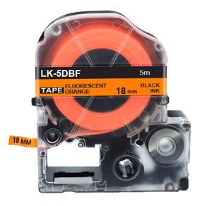Картридж Epson LabelWorks LK-5DBF 18 мм, флуоресцента стрічка, чорний текст на прмаранчевому LK-5DBF фото